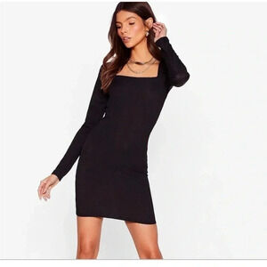 Nasty Gal Black Long Sleeved Bodycon Dress